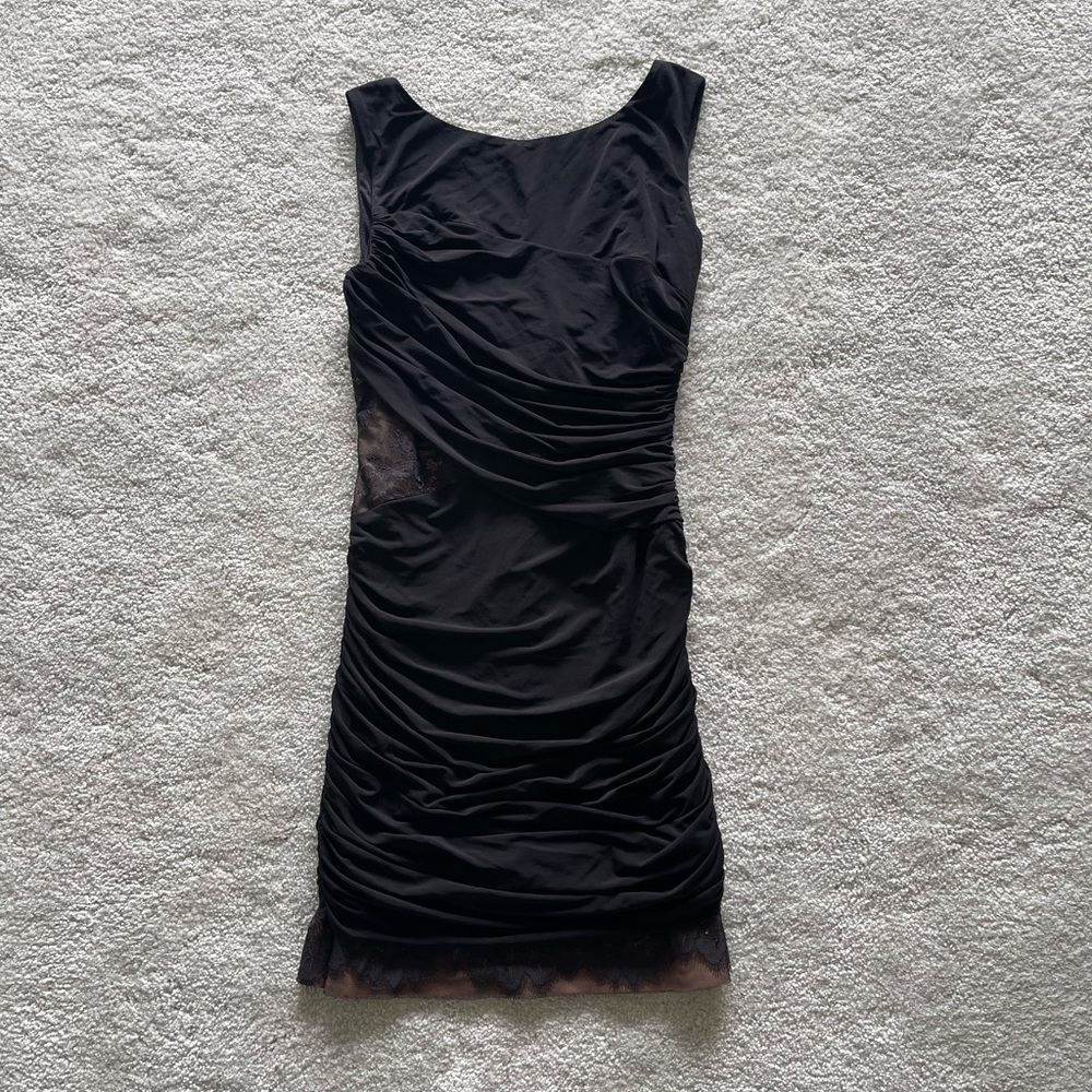 NWT BCBGMaxazria Lace Trim Black Cocktail Party Dress - Size 4